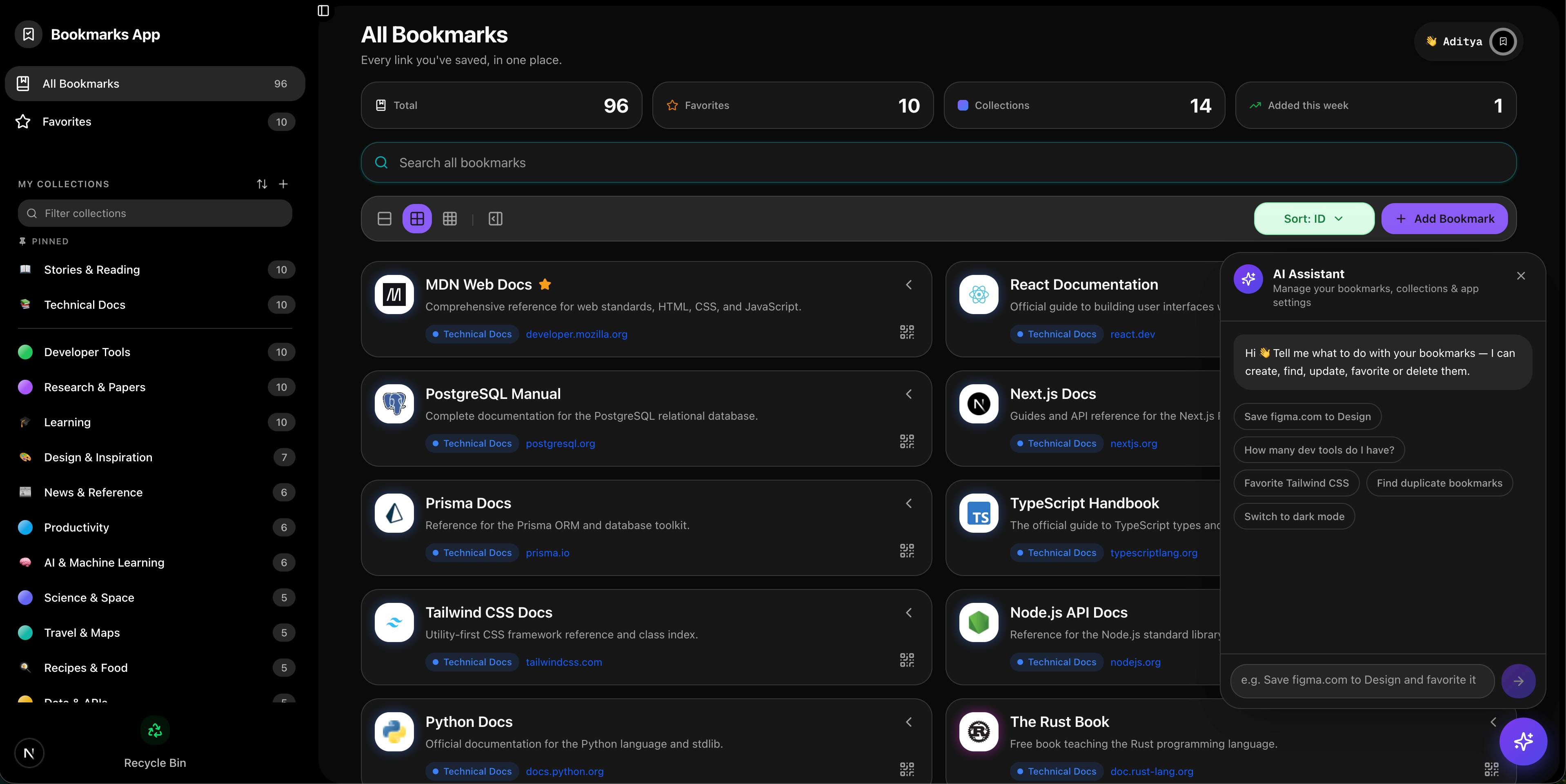 AI Assistant — Bookmarks App screenshot